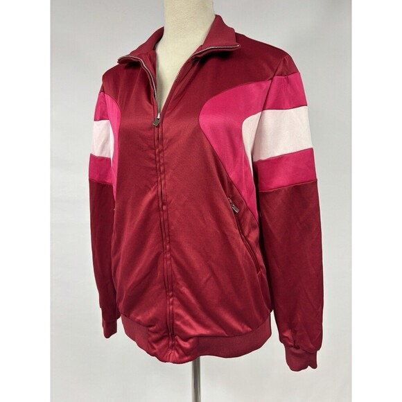 Maje Track Jacket Red Pink White Colorblock 40 Full Zip Front Retro Streetwear - Picture 12 of 13